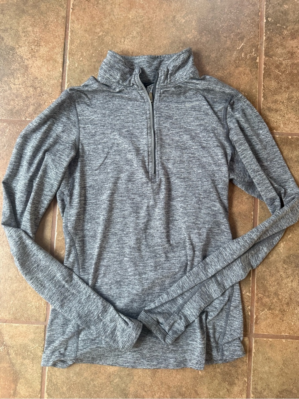 Nike Gray Heather Dri-FIT Running Quarter-Zip Top